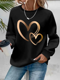 Casual Loose Heart/Cordate Crew Neck Sweatshirt