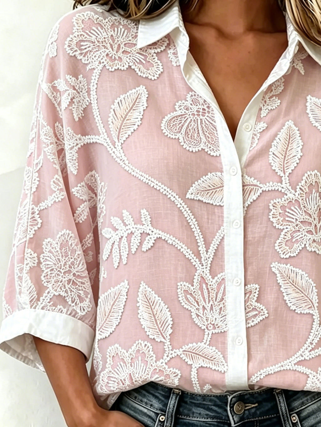 3D Printing Loose Elegant Abstract Floral Casual Shirt