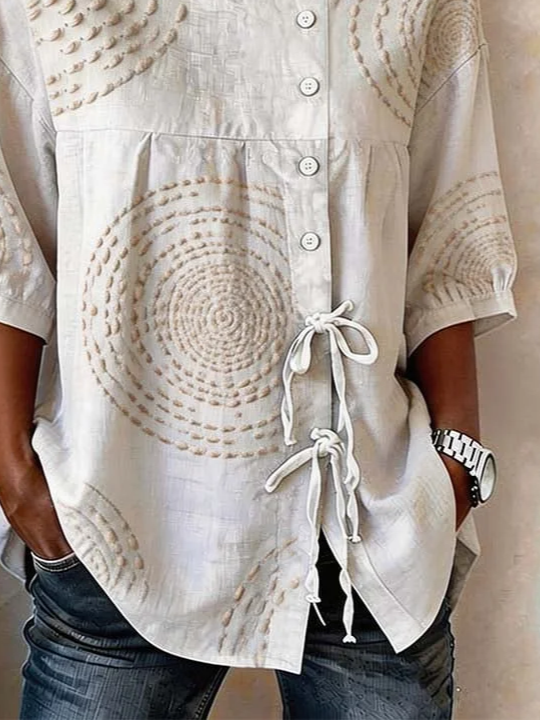 Women's Half Sleeve Shirt Summer Apricot Abstract Crew Neck Daily Going Out Vintage Top