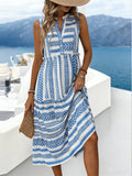 Ethic Geometry Sleeveless V-Neck A-Line Ethnic Maxi Dress