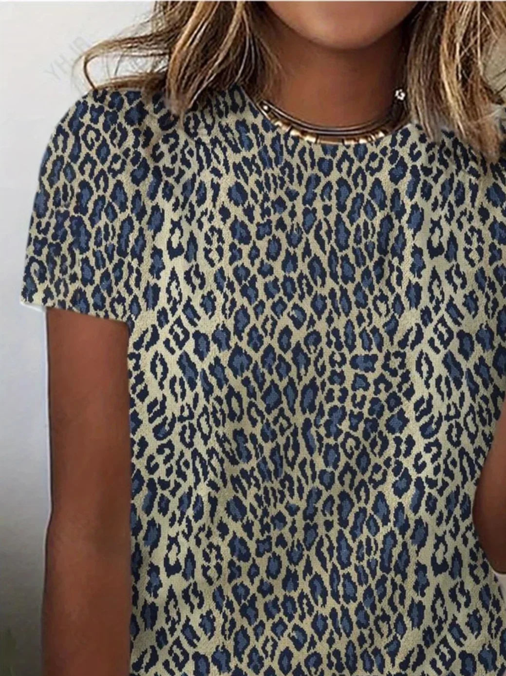 Women's Short Sleeve T-shirt Summer As Picture Leopard Printing Jersey Crew Neck Daily Going Out Casual Top