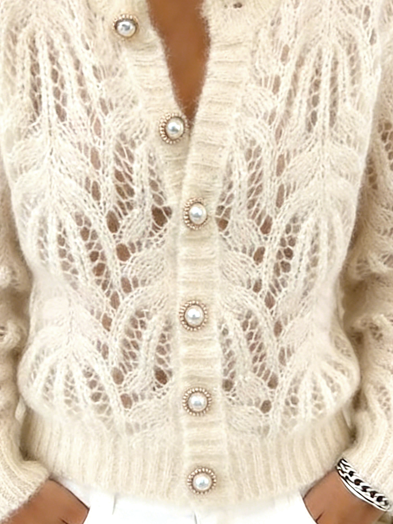 Elegant Others Plain Hollow Out Cardigan