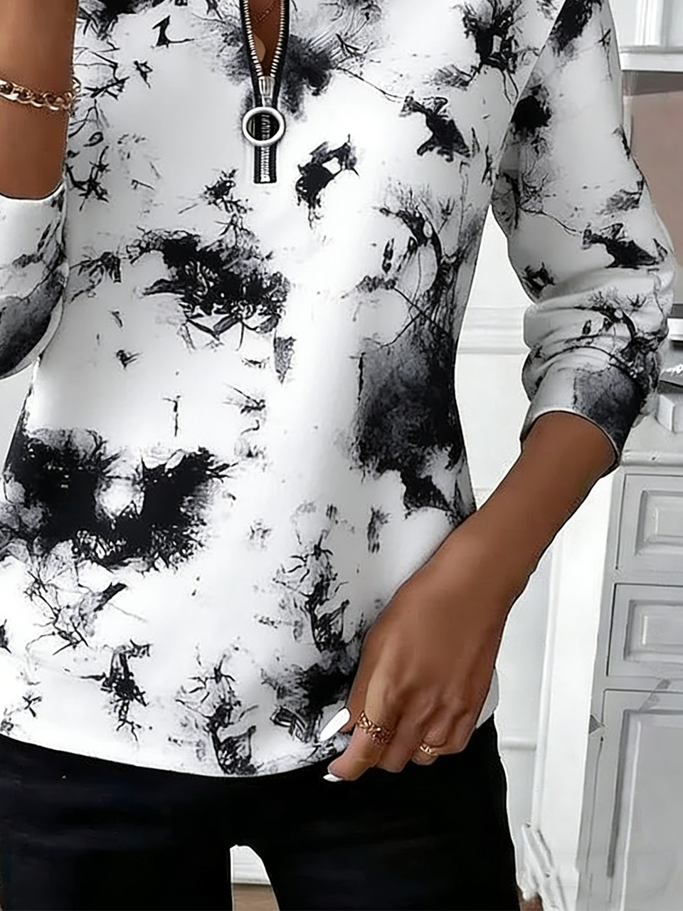 Crew Neck Loose Tie-Dye Pattern Casual Sweatshirt