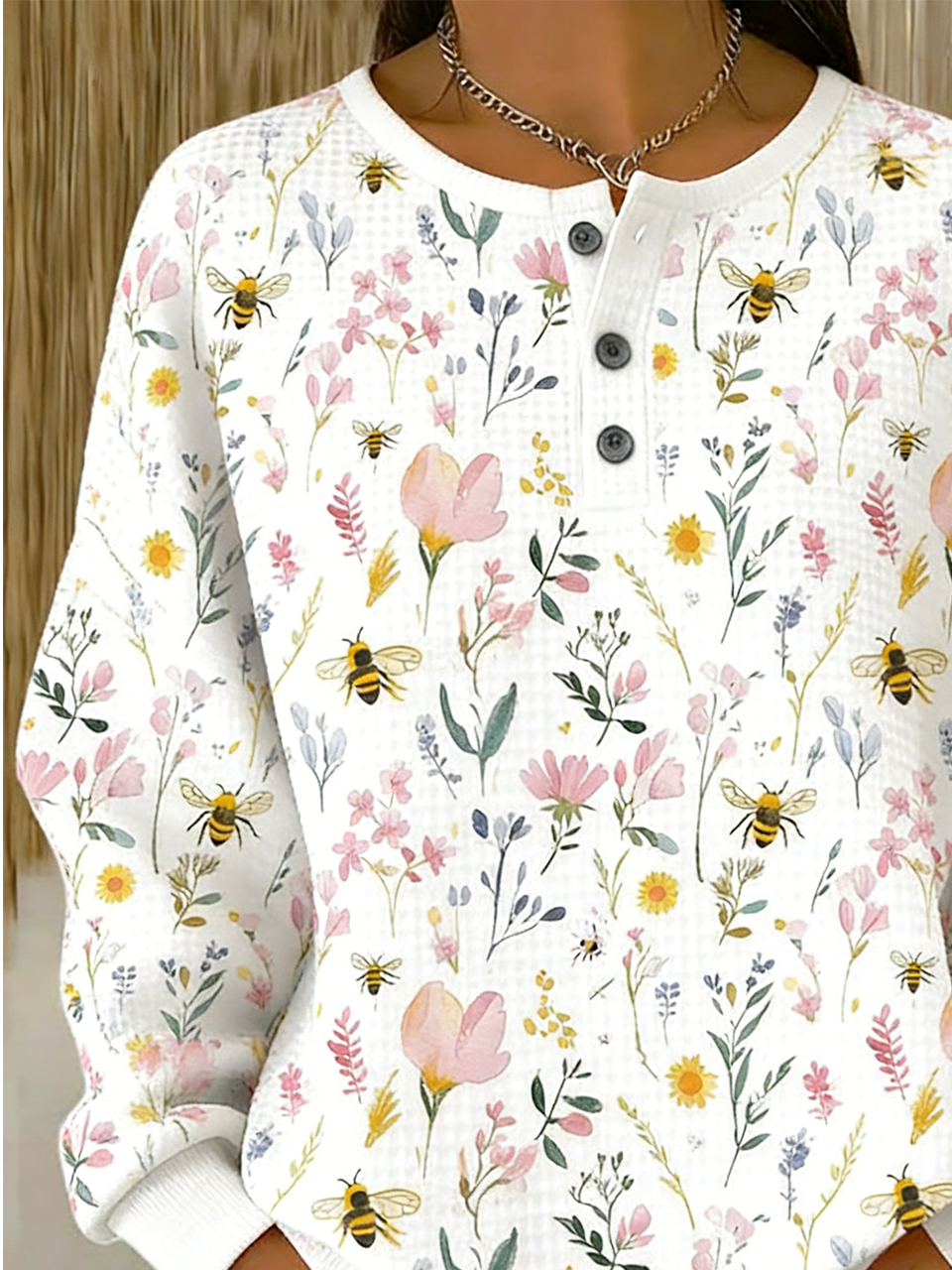 Floral Others Loose Casual Sweatshirt