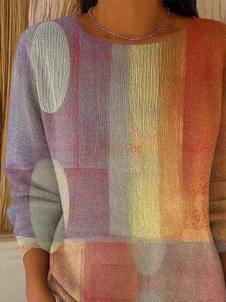 Printing Crew Neck Regular Fit Simple Sweater