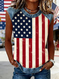 Women's 250th Anniversary Of The Founding Of the United States Short Sleeve T-shirt Summer Denim Color Block Crew Neck Daily Going Out Casual Top