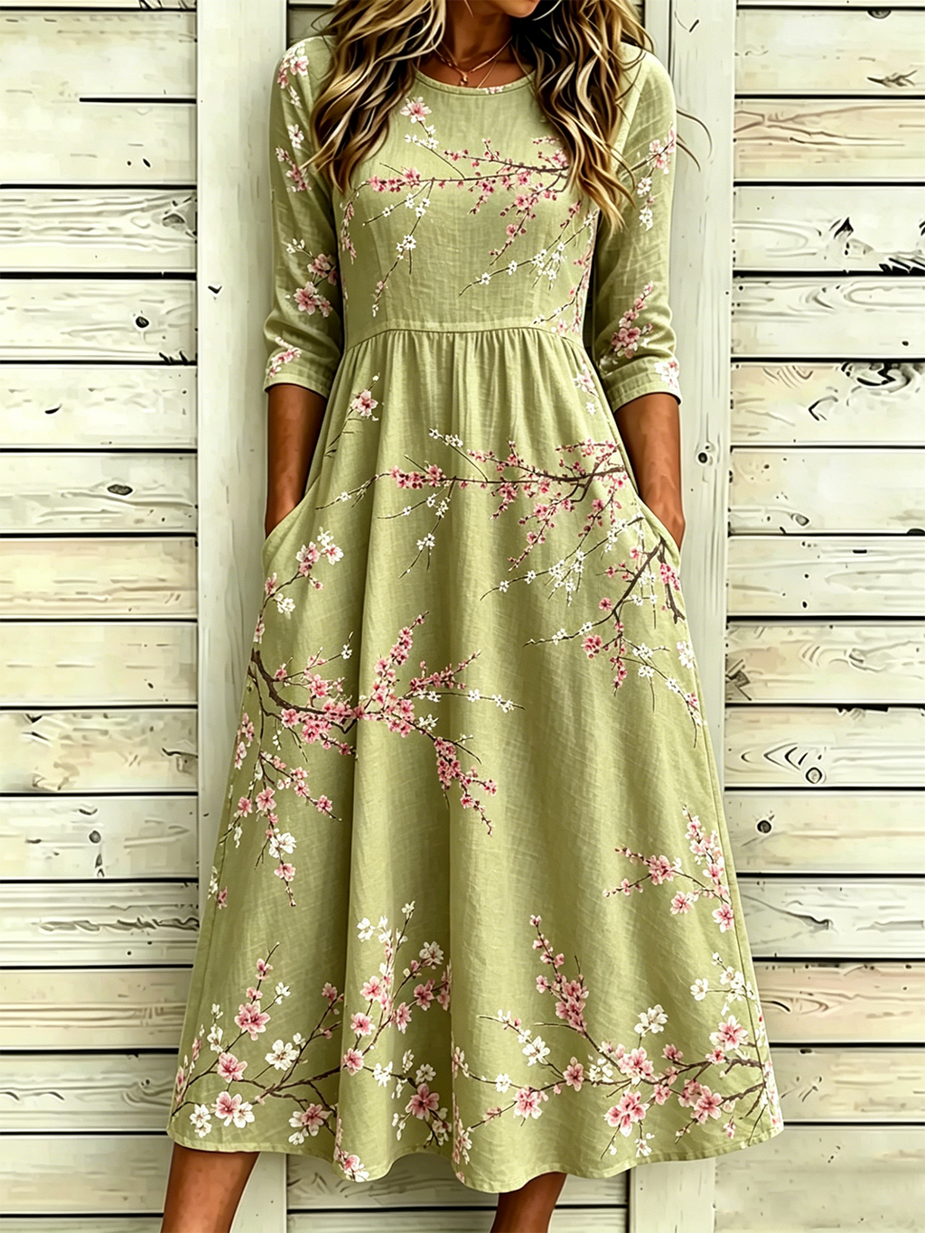 Others Vintage Loose Floral Dress With No
