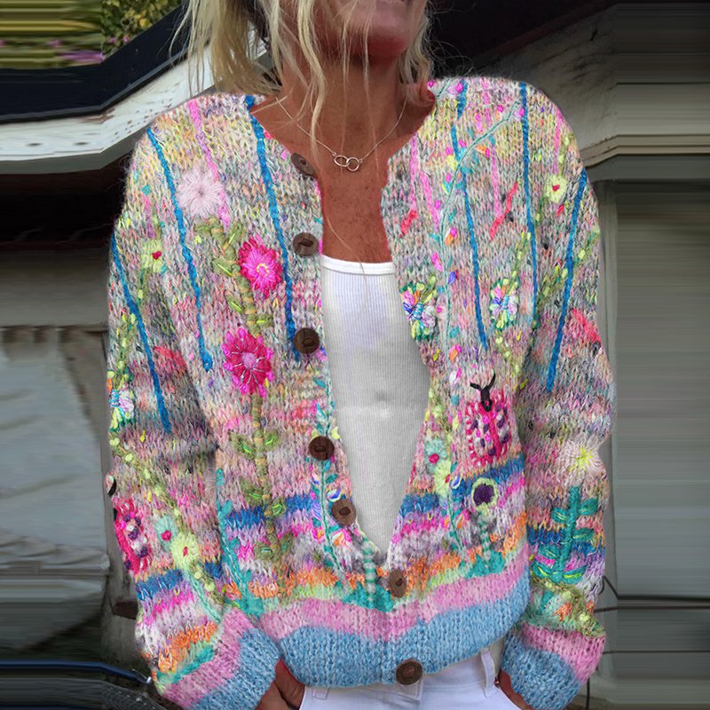 Vintage floral button cardigan