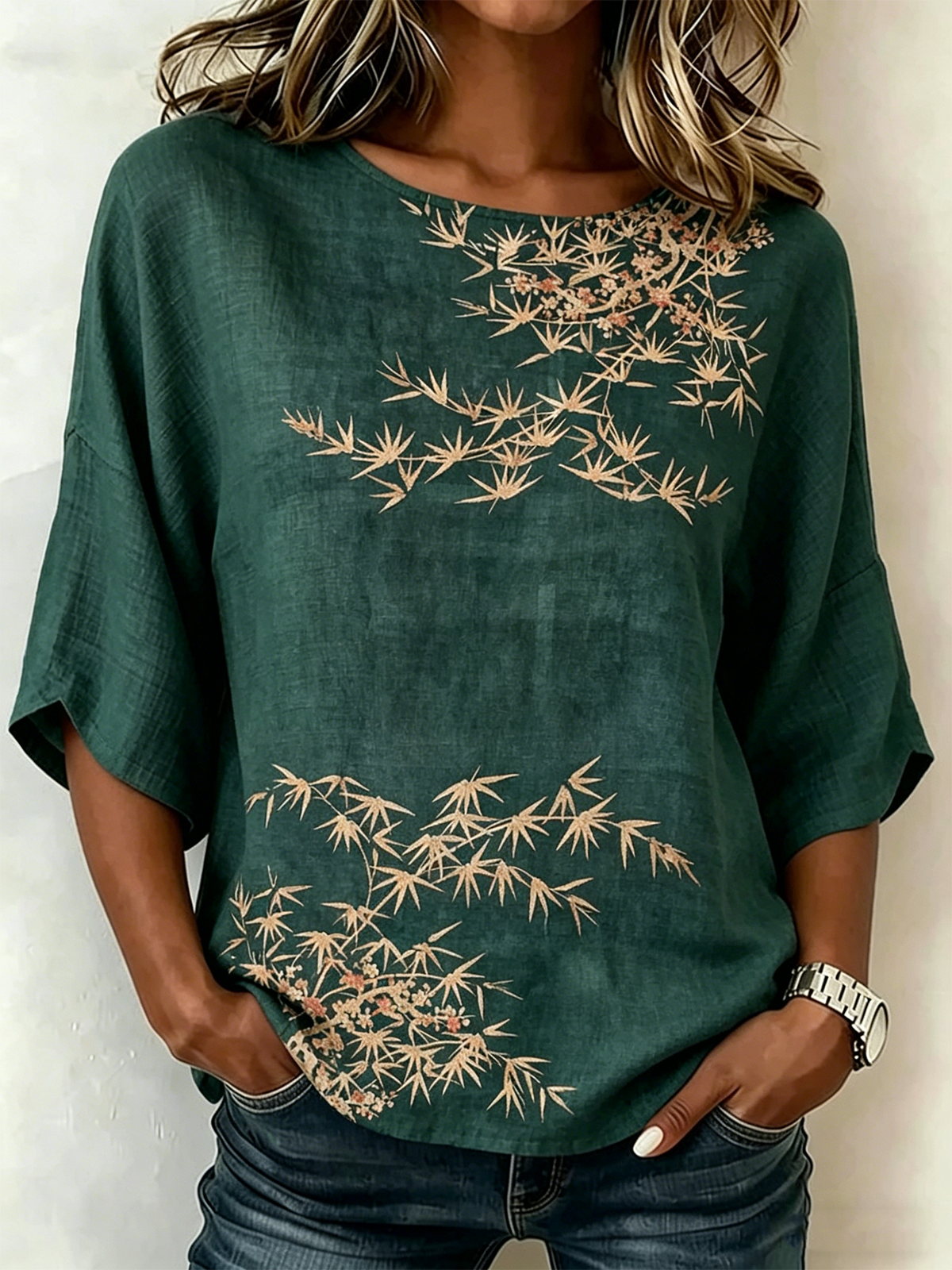 Elegant Floral Crew Neck Shirt
