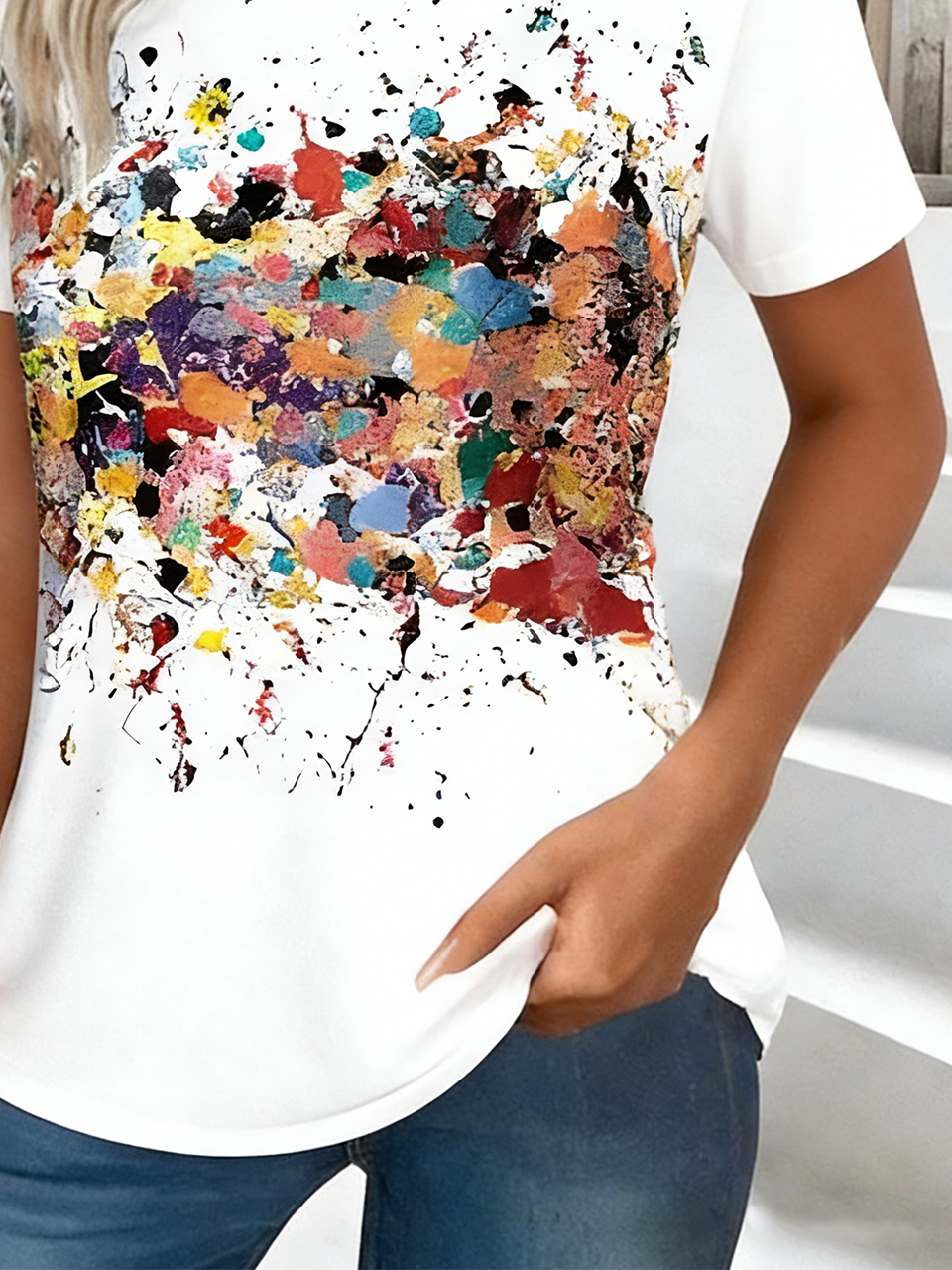 Pop Art Print Casual Regular Fit T-Shirt