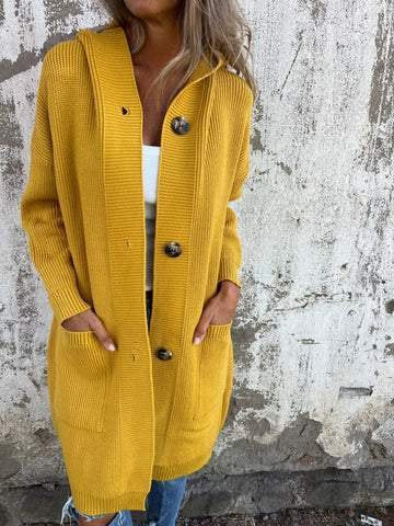 Casual Plain Wool/Knitting Hoodie Cardigan