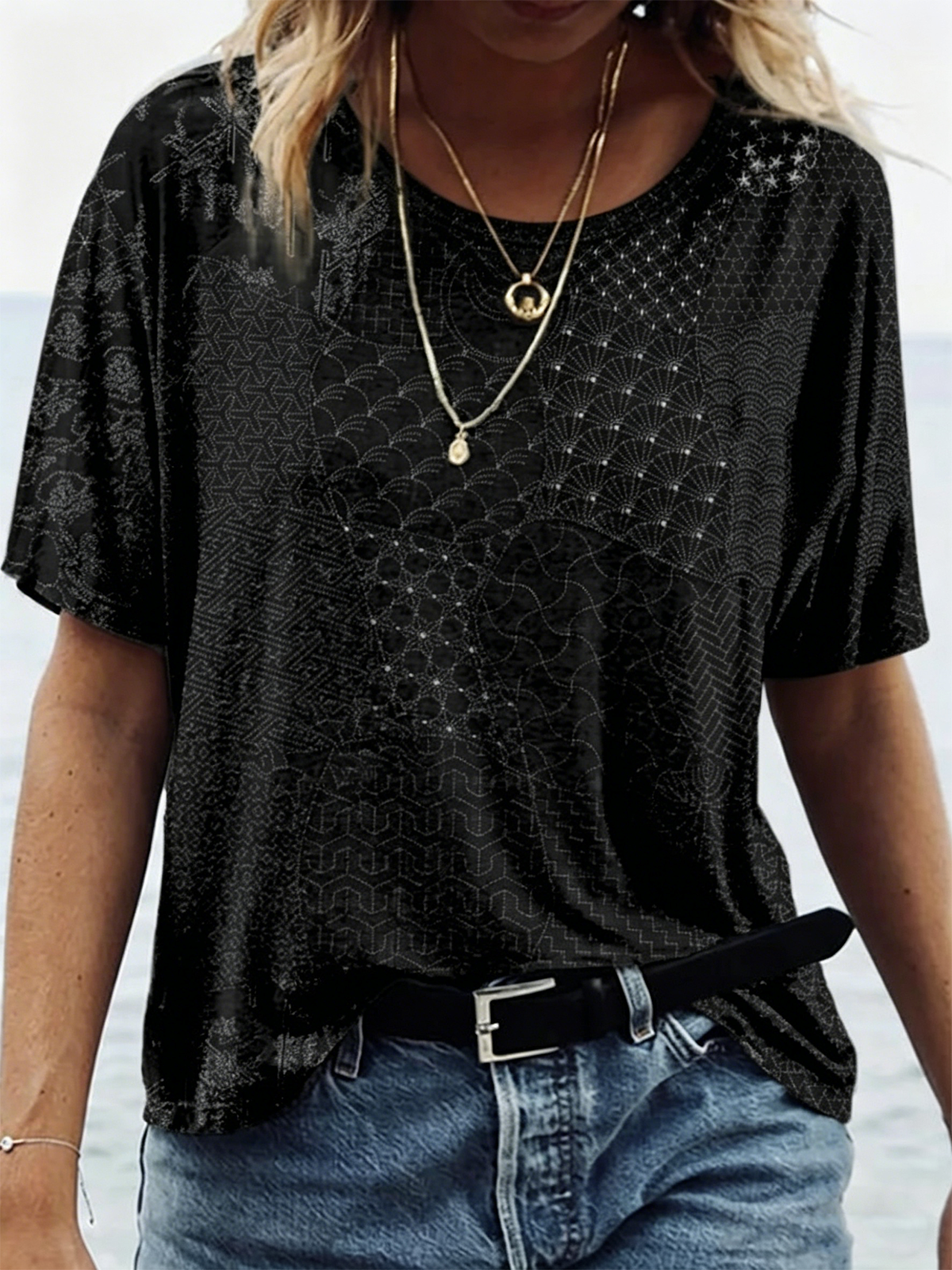 Japanese Traditional Sashiko Art V Neck Comfy T Shirt