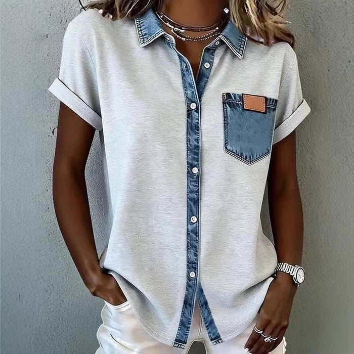Plain Shawl Collar Casual Shirt