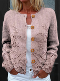 Women's Floral Texture Art Print Buttoned Cardigan Sweater