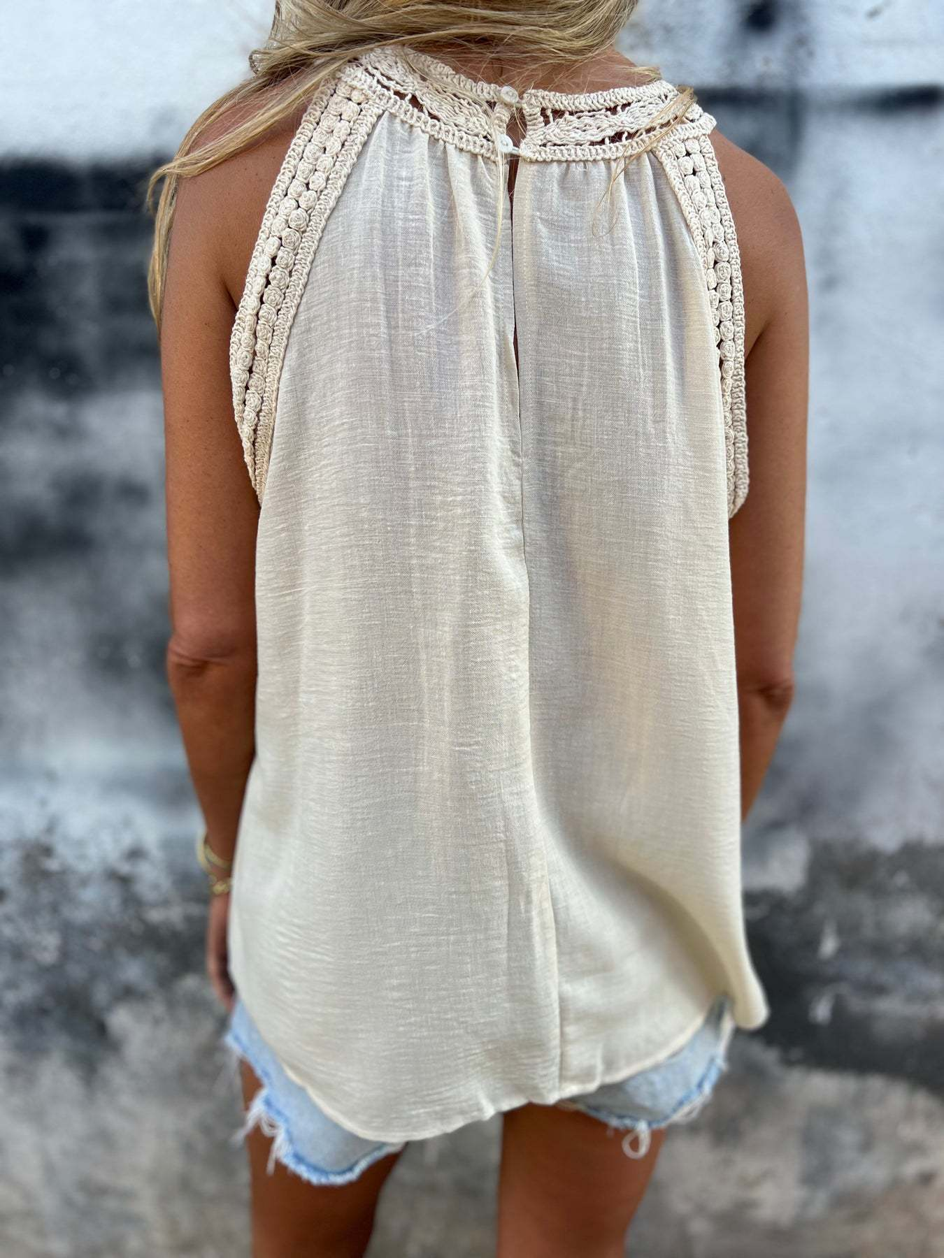 Women Lace Patchwork Crew Neck Sleeveless Summer Going Out Casual Top