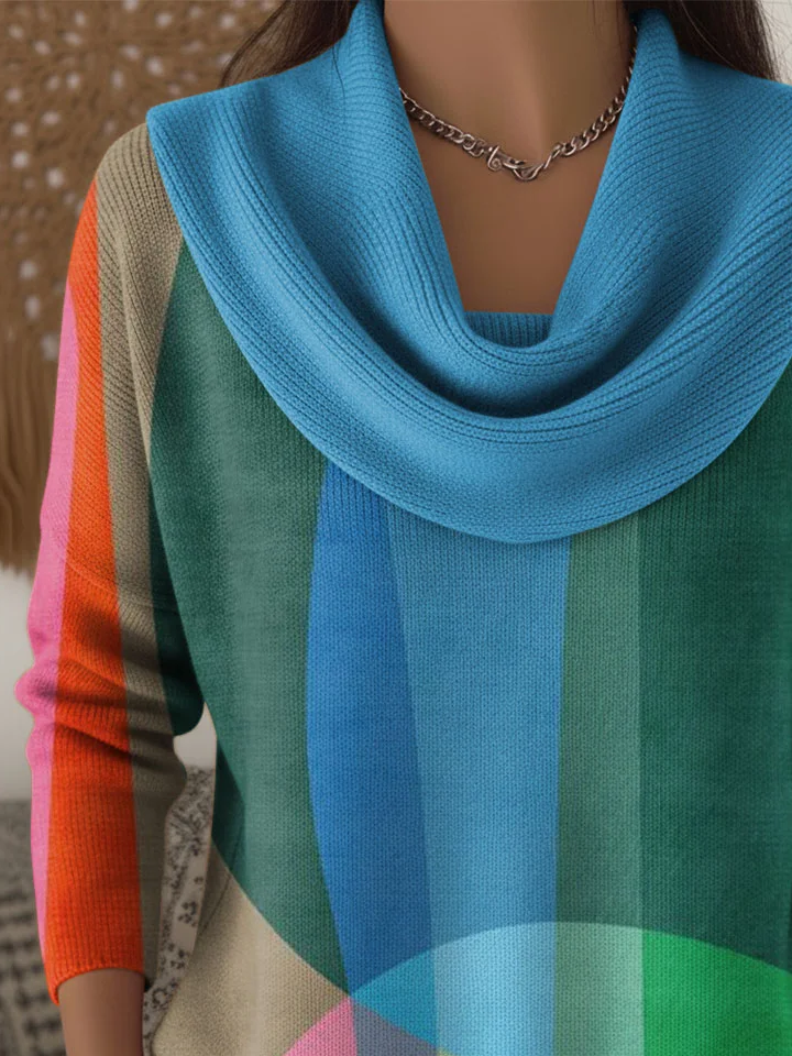 Printing Regular Fit Casual Cowl Neck Sweater