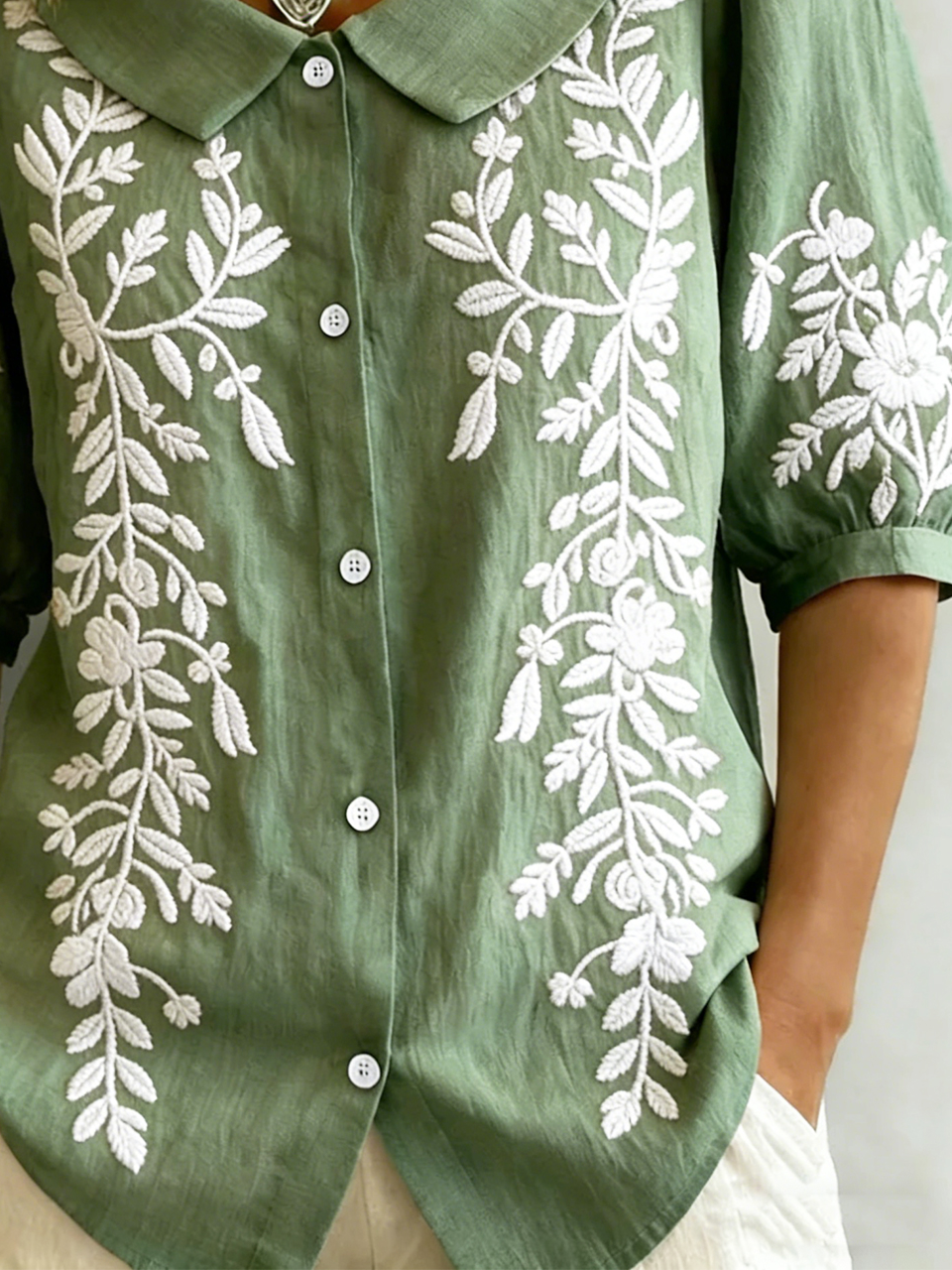Loose Shawl Collar Floral Vintage Shirt