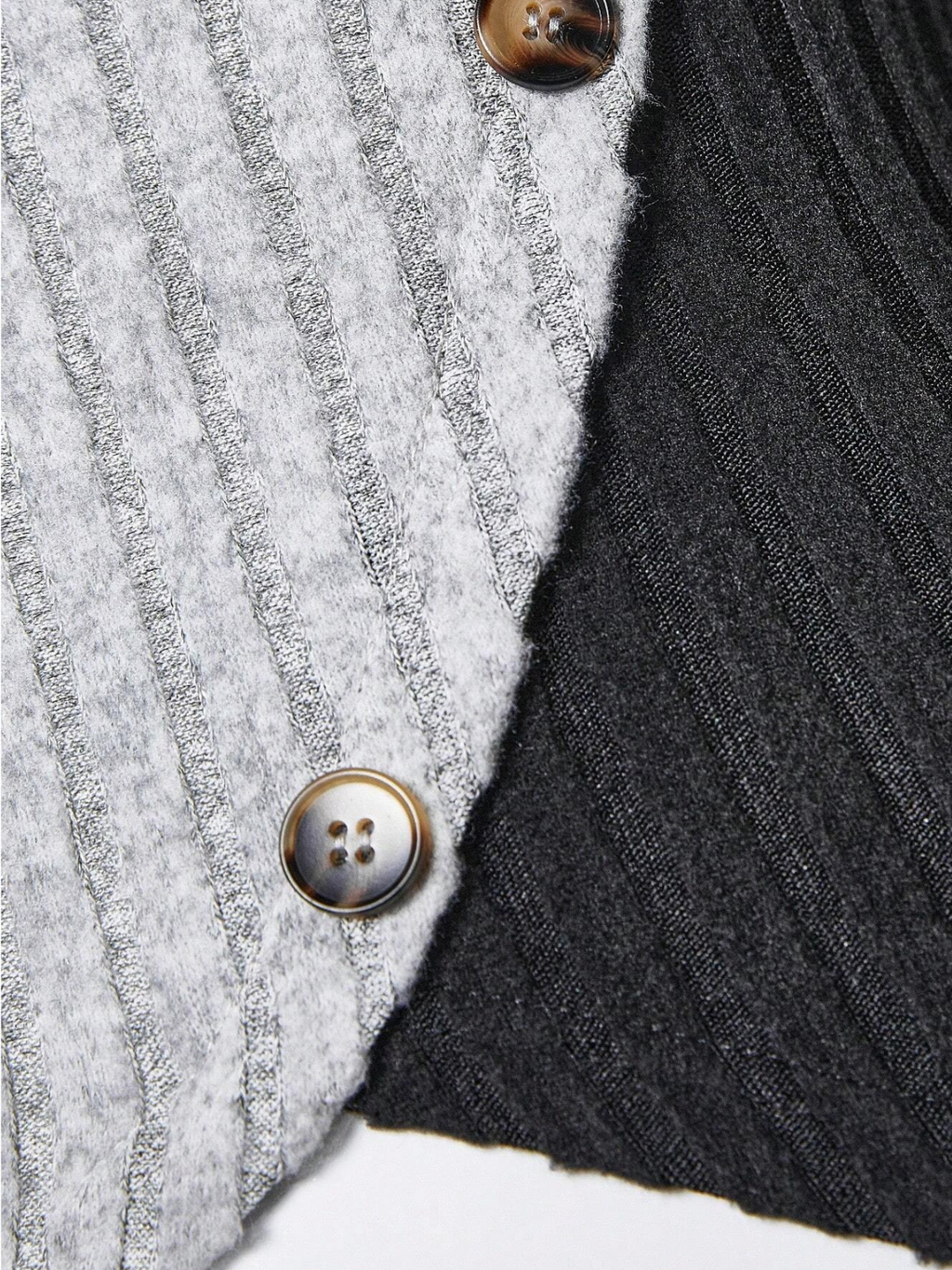 Slim Fit Round Neck Color Matching Ribbed Cross Hem Long Sleeve Spring And Autumn Knitted Commuter T-Shirt Top