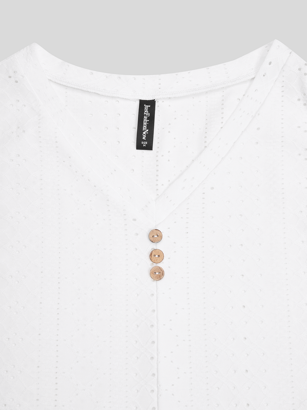 Loose V Neck Casual Buttoned Eyelet Embroidery Front Tank Top