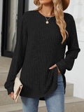 Crew Neck Casual Plain Loose Blouse