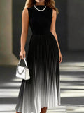 Elegant Gradient Pattern Crew Neck Dress With No