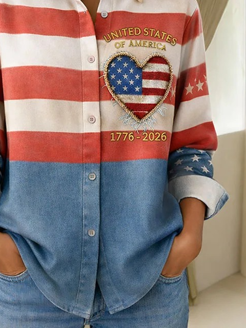 Floral Shawl Collar Casual Loose Shirt