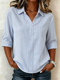 Vintage Striped Shawl Collar Loose Shirt