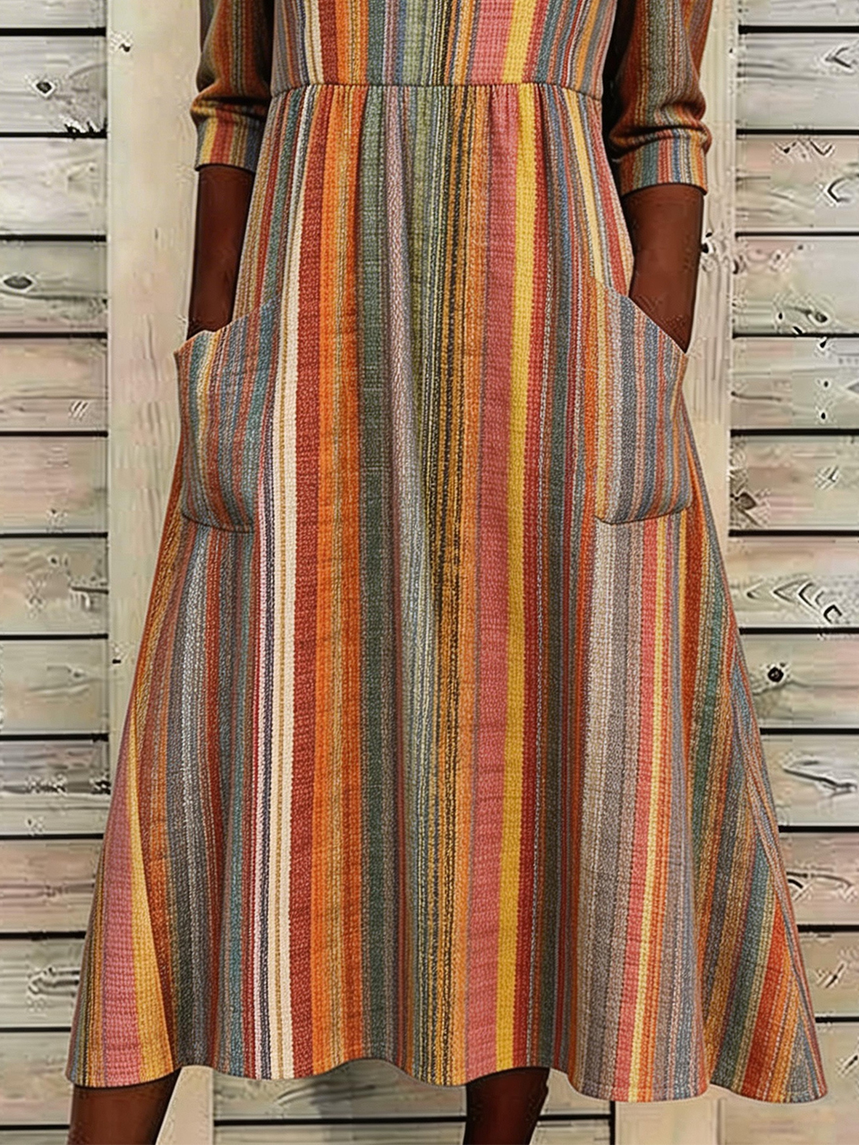 Casual Striped Loose Dress With No