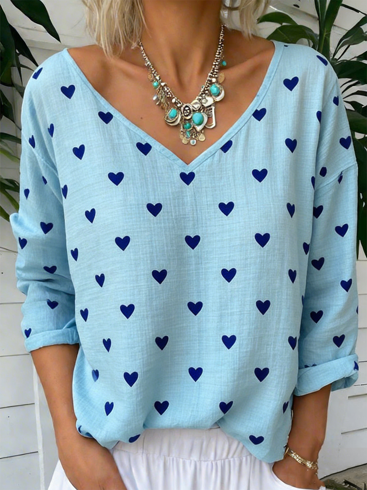 Vintage Jersey Heart/Cordate Loose T-Shirt