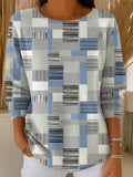 Crew Neck Multicolor Block Simple Knit Top