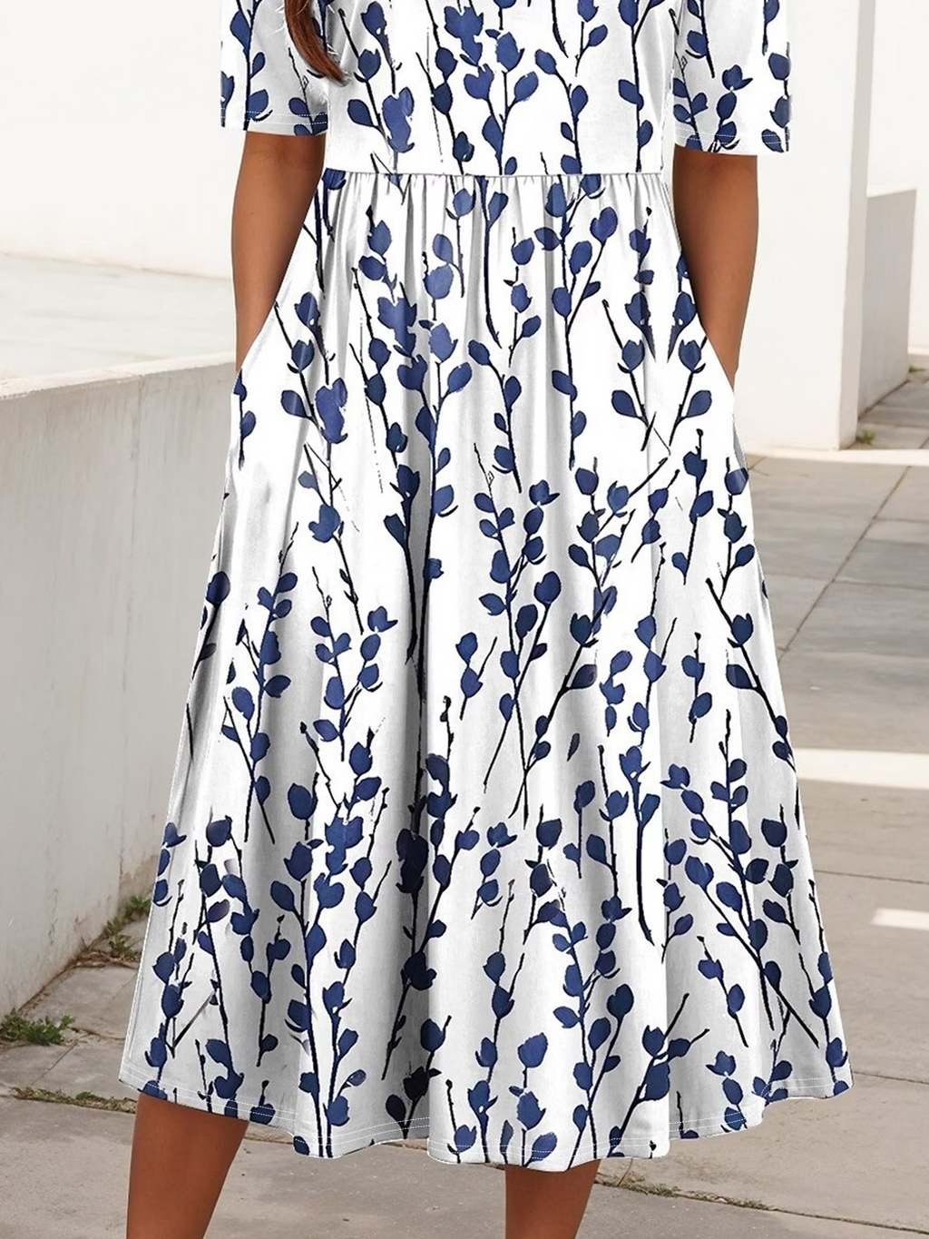 Women's Short Sleeve Summer White Floral Printing Crew Neck Daily Going Out Casual Maxi H-Line Shift Dress Dress
