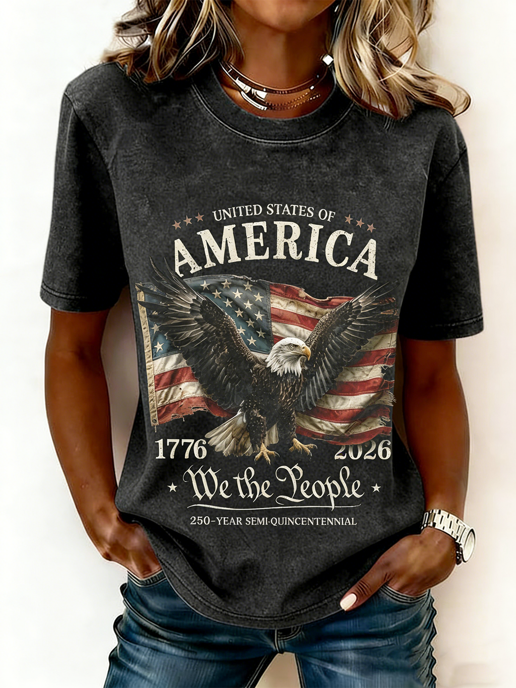 Crew Neck Text Letters Casual T-Shirt