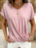 Plain Elegant Loose Polyester Cotton T-Shirt