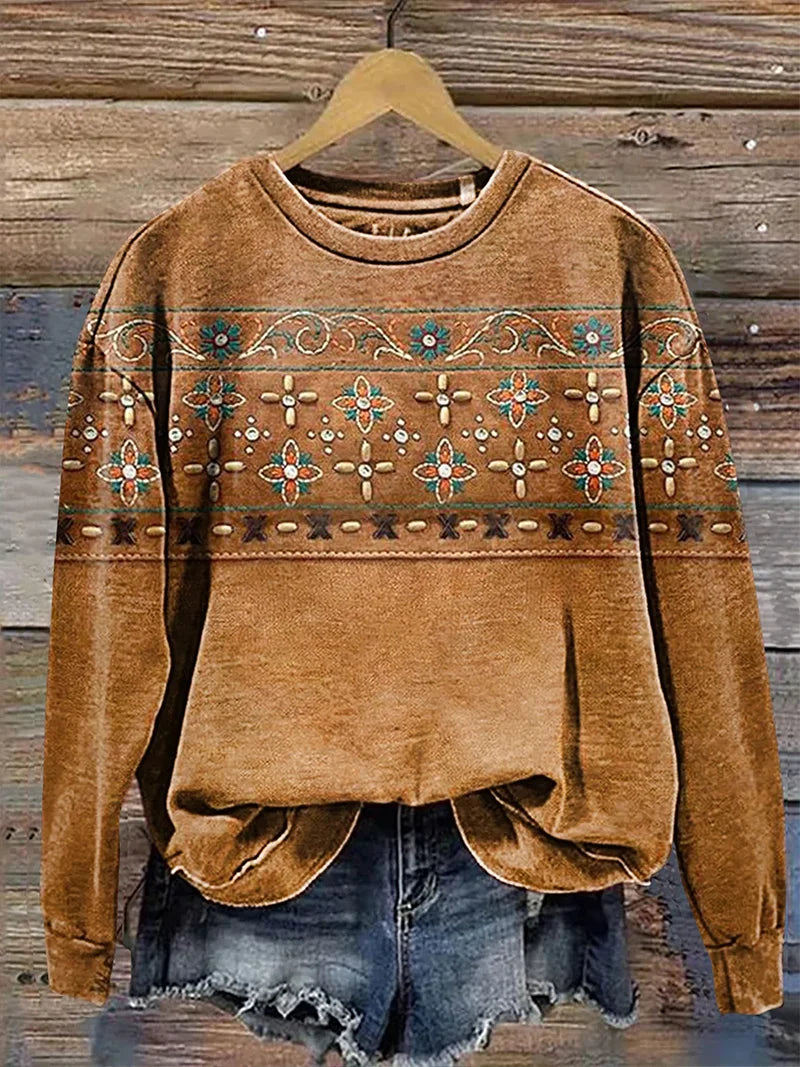 Loose Casual Printing Crew Neck Sweatshirt