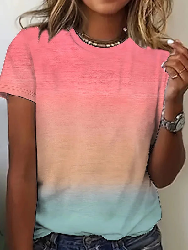 Simple Casual Round Neck Long Sleeve T-Shirt
