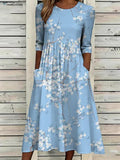Loose Casual Floral Dress With No