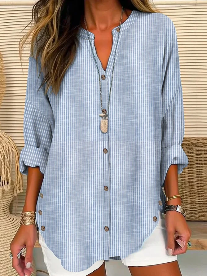 Loose V Neck 3D Printing Casual Shirt
