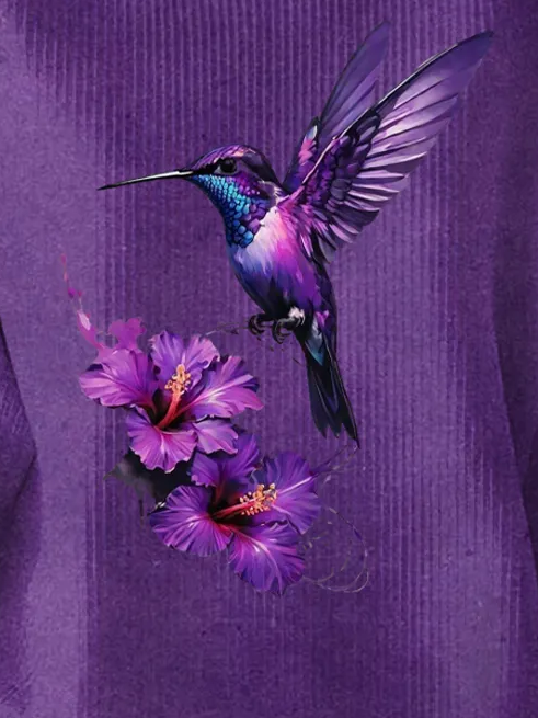 Women's Purple Art Print Casual Sweatshirt