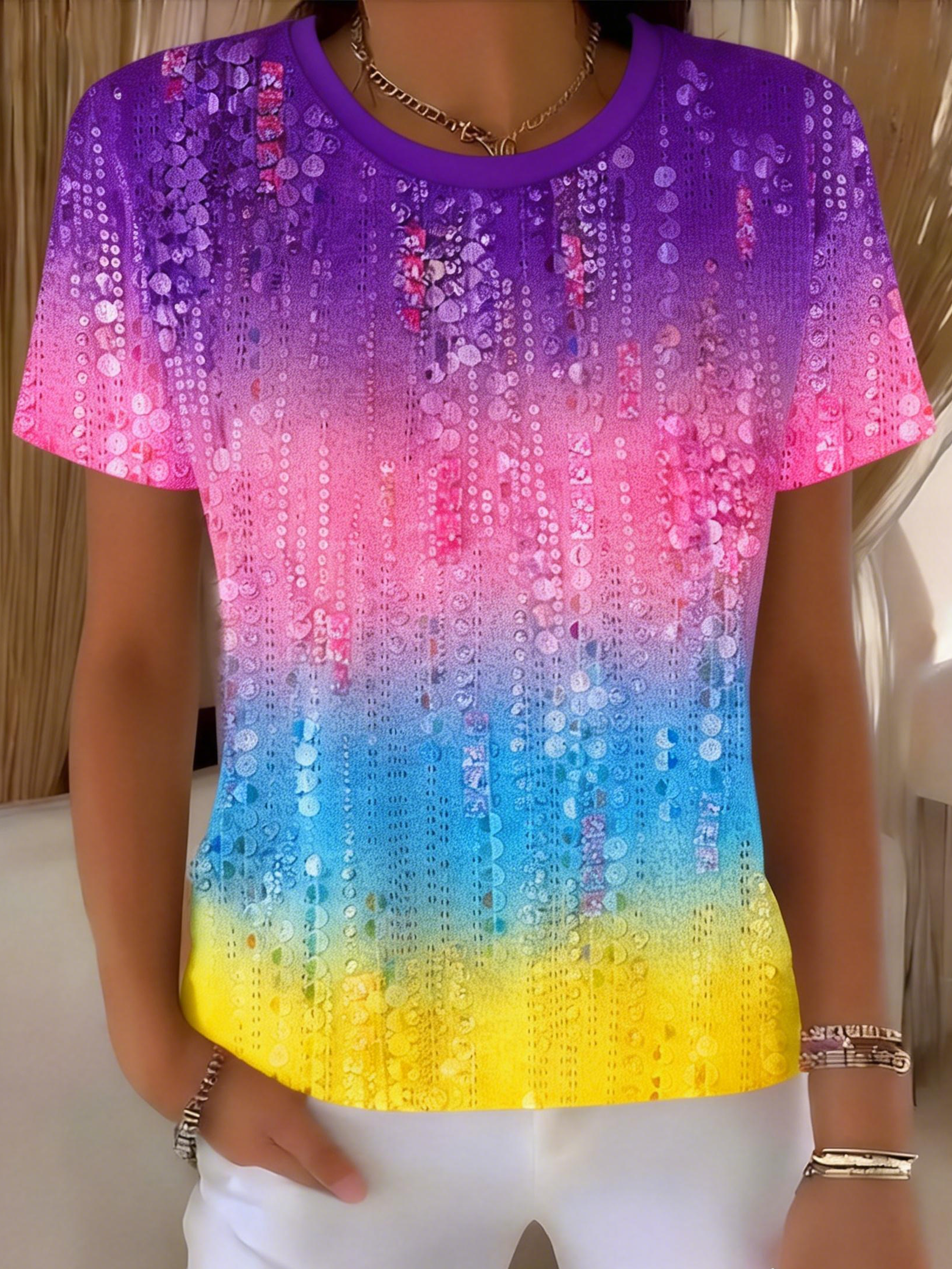 Casual Regular Fit Gradient Pattern T-Shirt