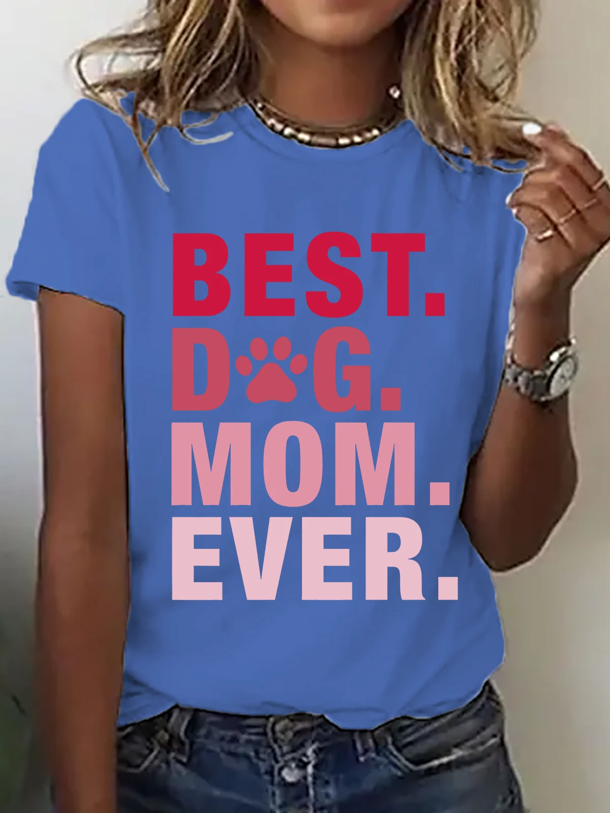 Best Dog Mom Print T-Shirt