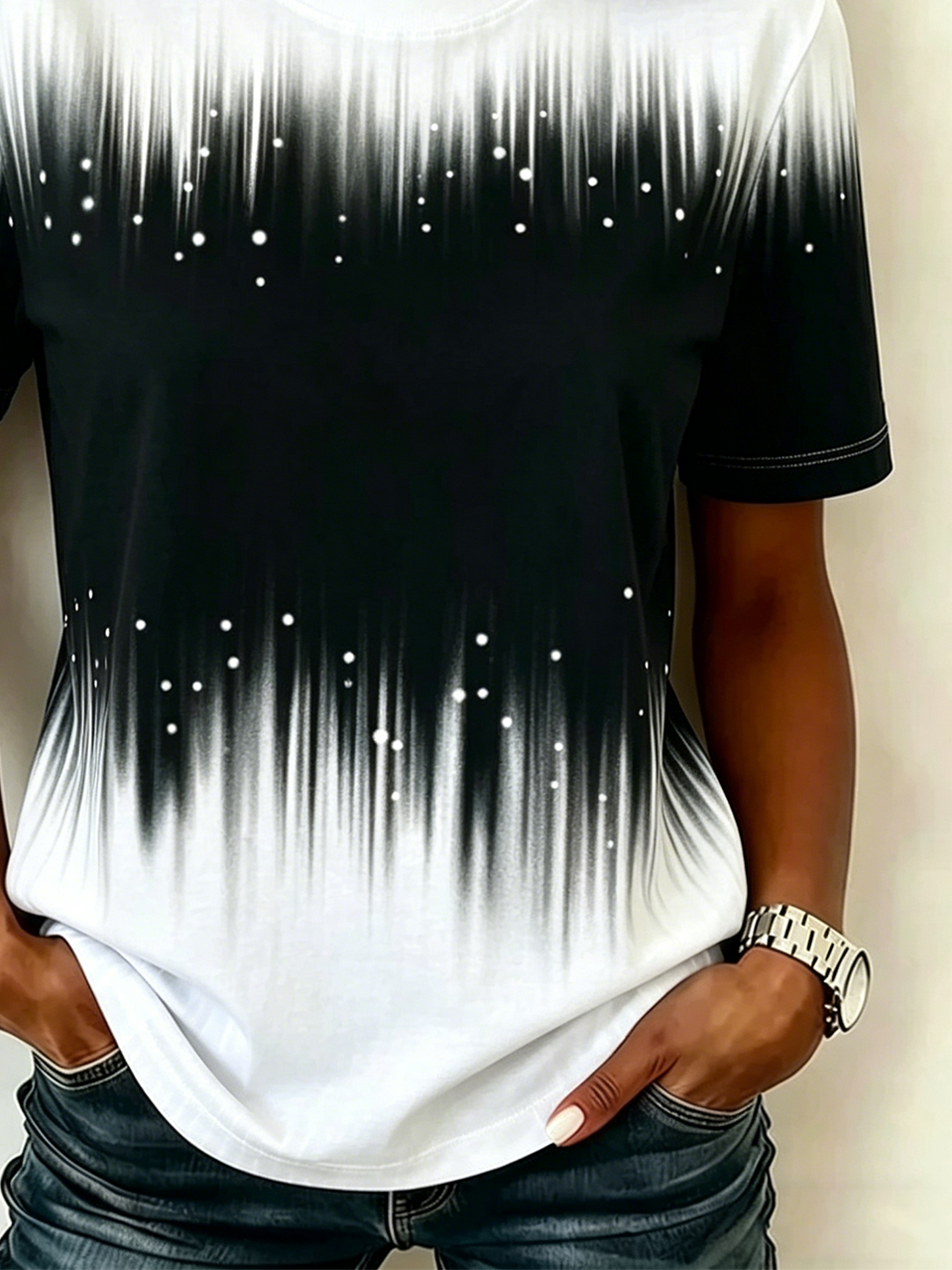 Gradient Pattern Regular Fit Casual T-Shirt