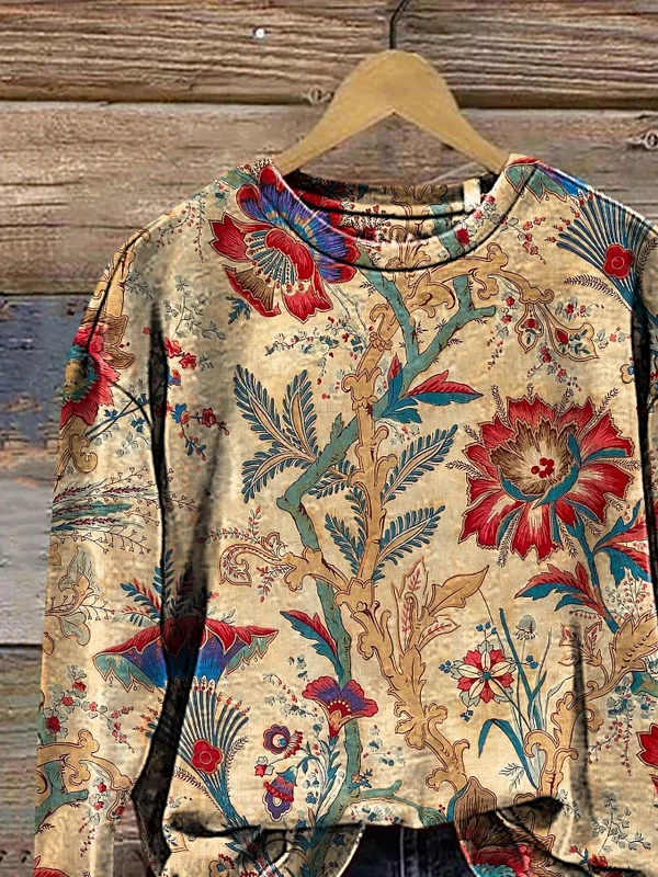 Crew Neck Casual Loose Printing Sweatshirt