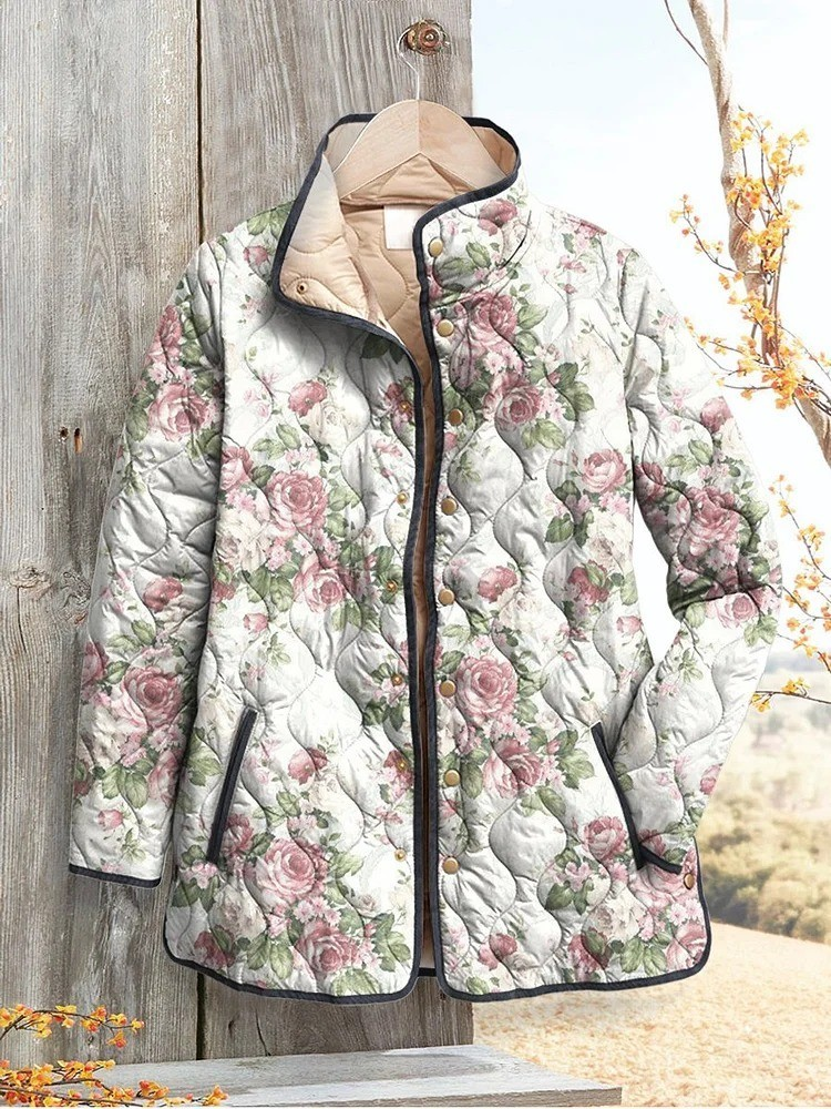 Floral Vintage Printing Loose Padded Jacket