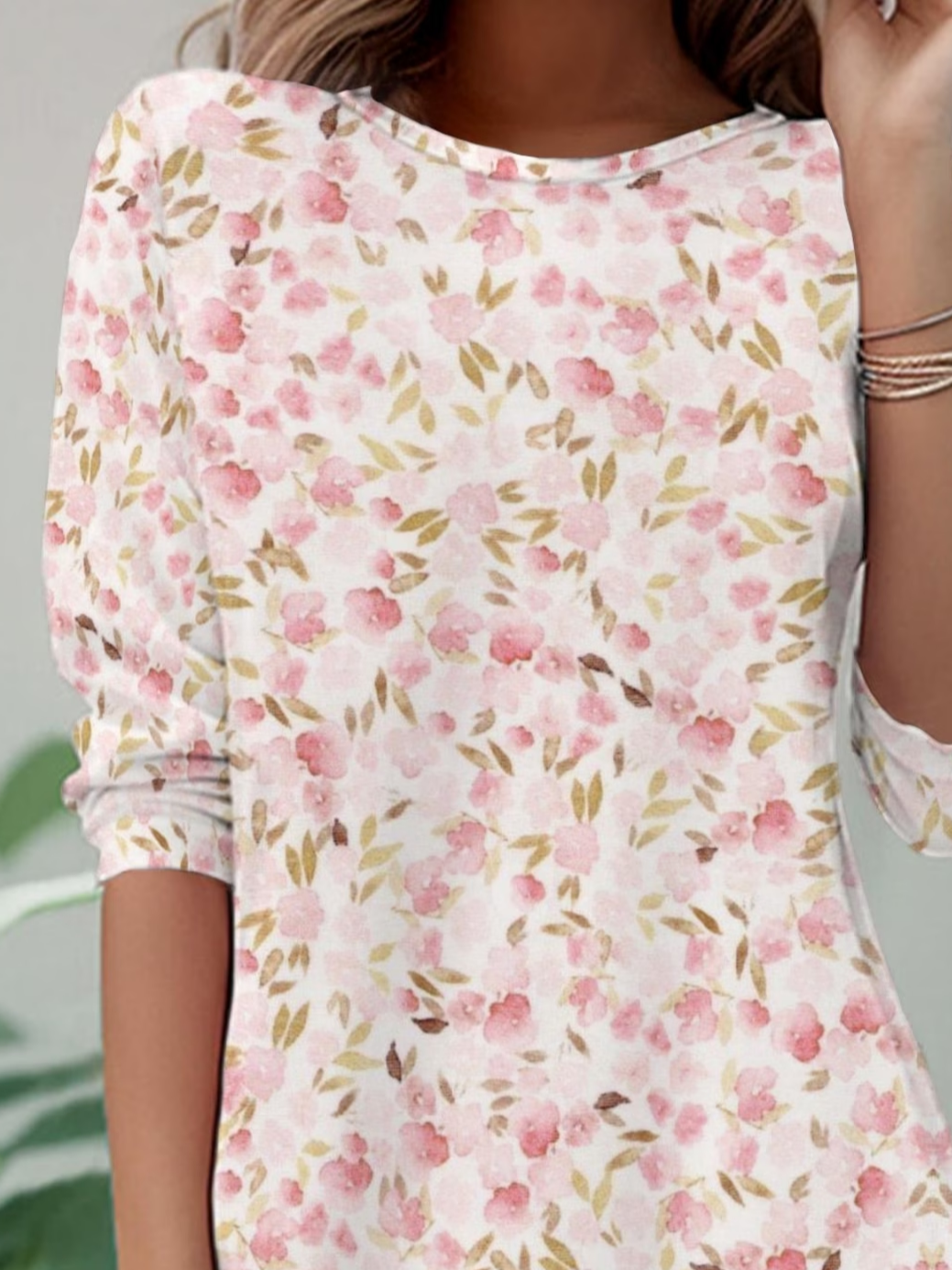 Women's Long Sleeve T-shirt Spring/Fall Pink Floral Jersey Crew Neck Daily Going Out Casual Top
