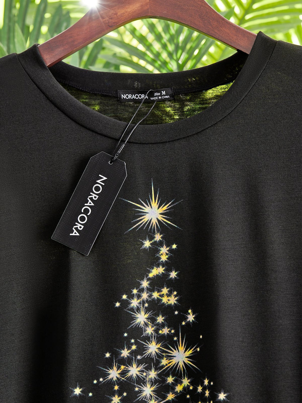 Christmas Tree Print Crew Neck T-shirt Holiday Xmas Jersey Micro-Elasticity Loose Long Sleeve T-shirt
