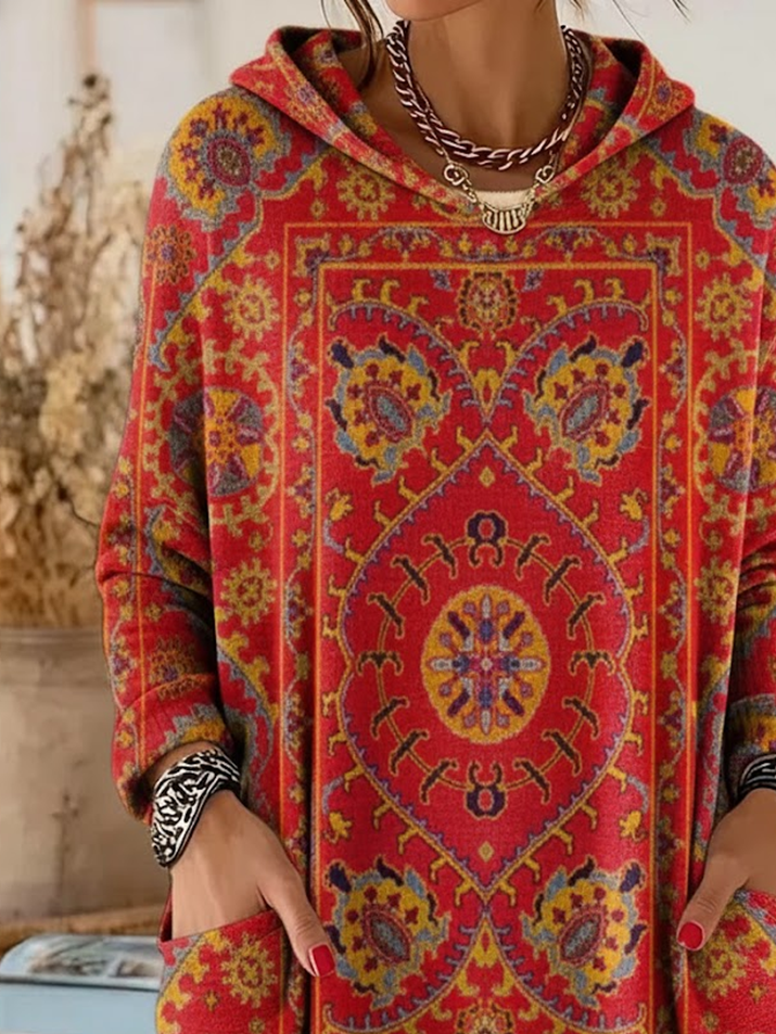 Vintage Loose Ethnic Printing Hoodie