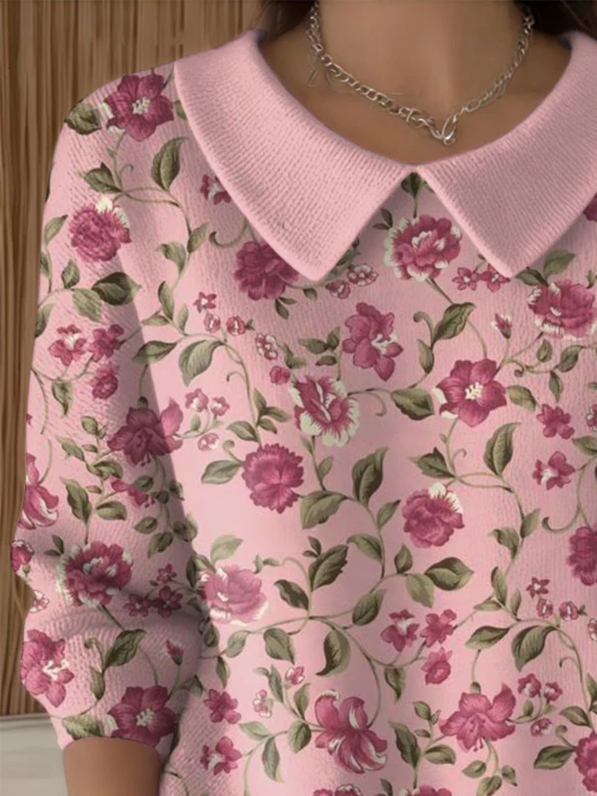 Floral Regular Fit Cotton Casual Sweater