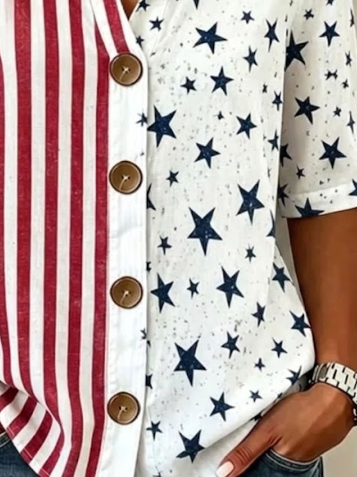 Stand Collar Vintage America Flag Shirt