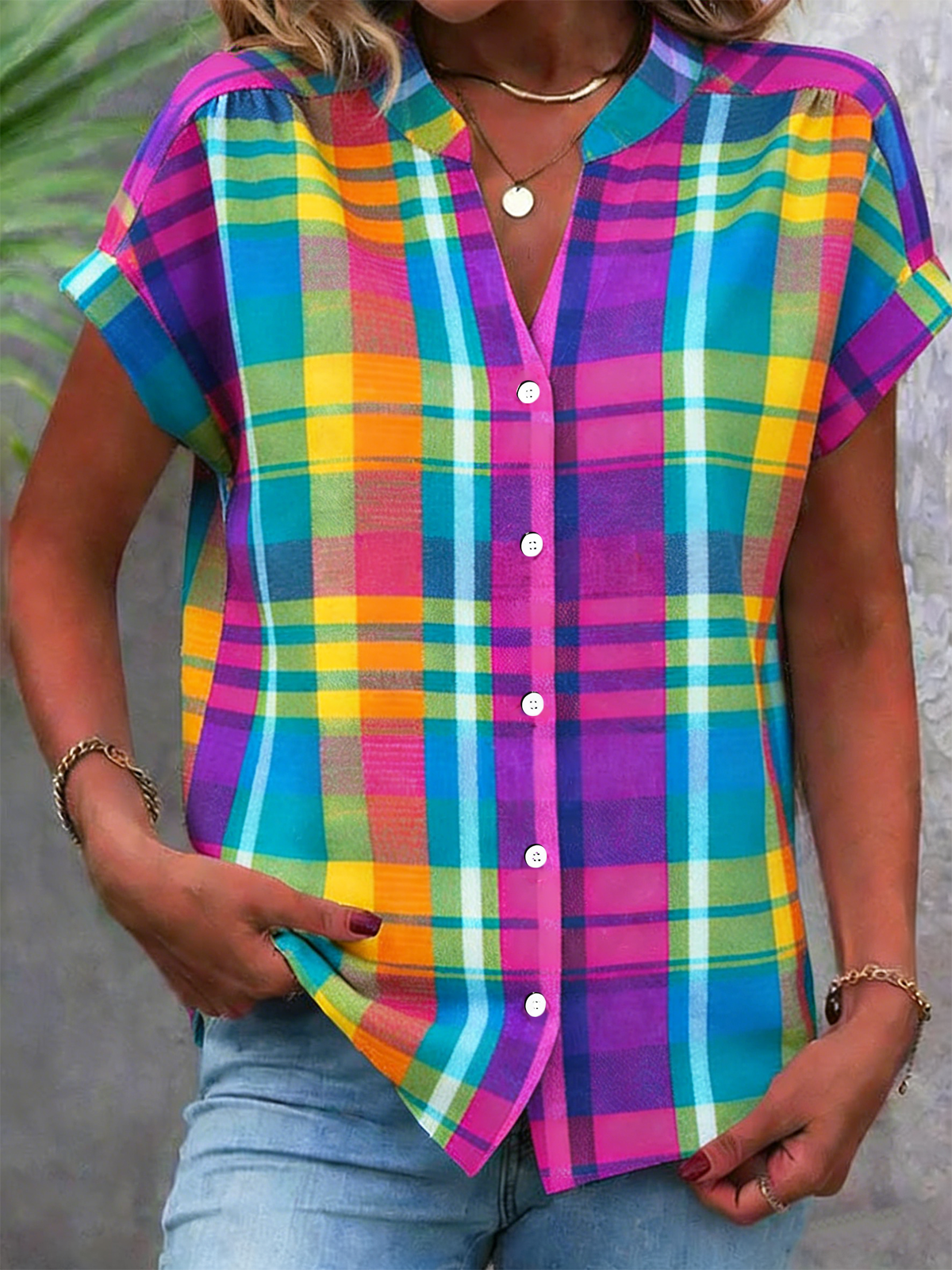 Others Loose Geometric Elegant Shirt