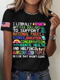 Women's Support National Parks Print Round Neck T-Shirt